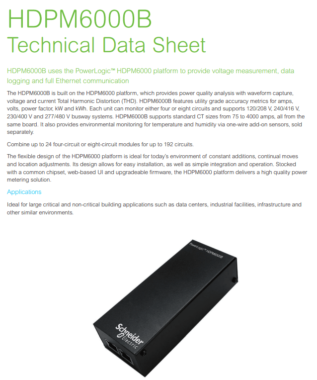 HDPM6000B Technical Data Sheet