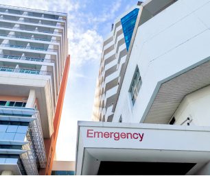 Emergency room entrance hospital